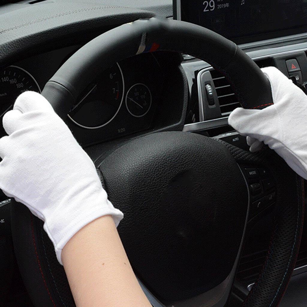 Large White Cotton Gloves Work Glove for Men Women 12 Pairs Thicken style