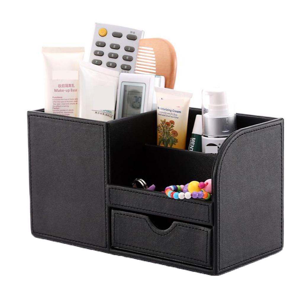 Multifunctional Storage Box Leather Pen Holder Brown