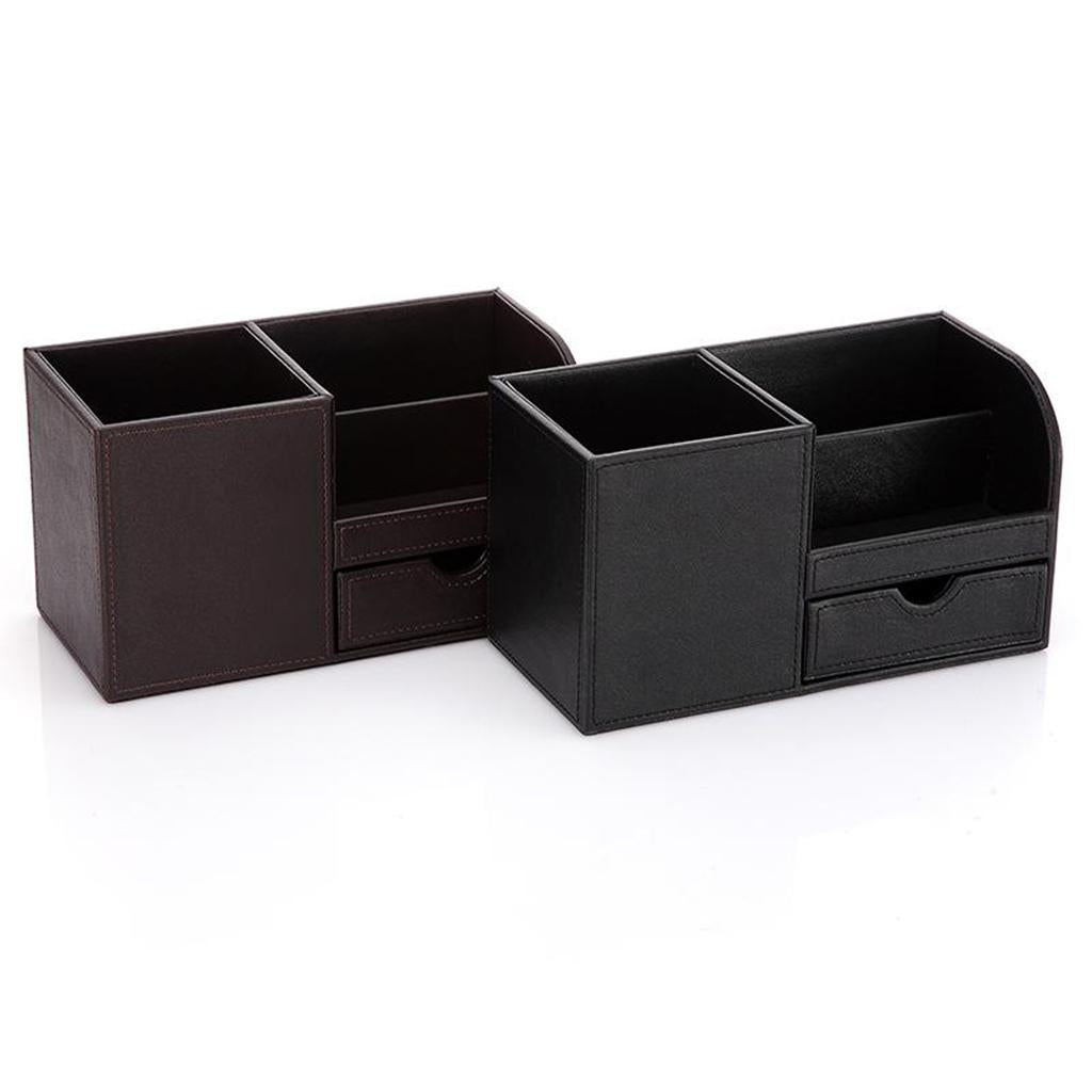 Multifunctional Storage Box Leather Pen Holder Brown
