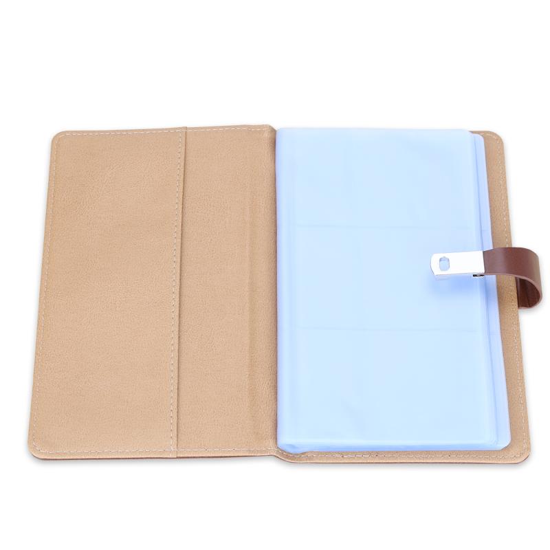 Leather Card Holder Large Capacity 120 Name Cards Ticket Storage Brown