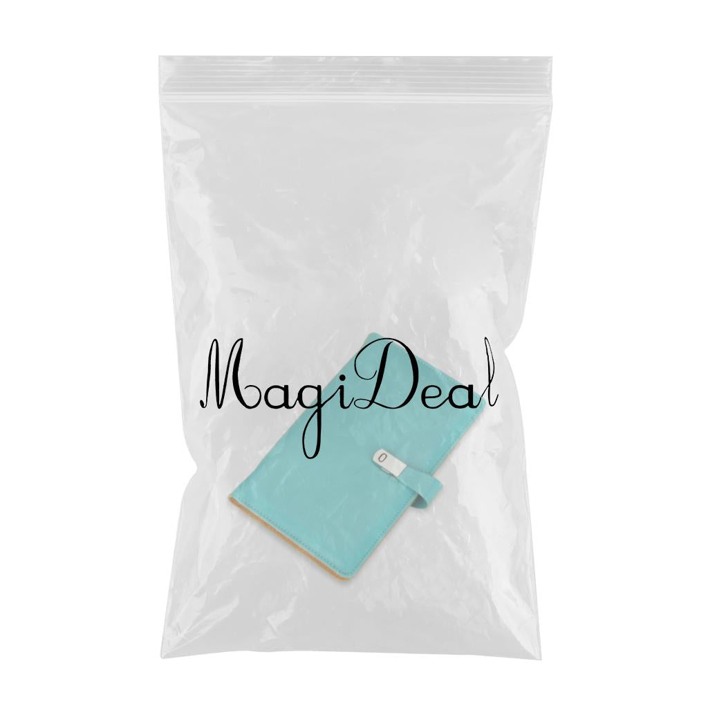 Leather Card Holder Large Capacity 120 Name Cards Ticket Storage Light Blue