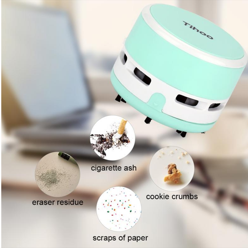 1Pc Smart Home Desk Electric Vacuum Dust Cleaner Study Stationery Auto Blue