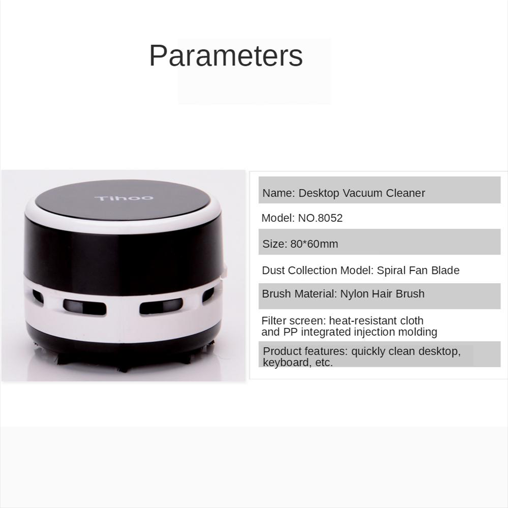1Pc Smart Home Desk Electric Vacuum Dust Cleaner Study Stationery Auto Black