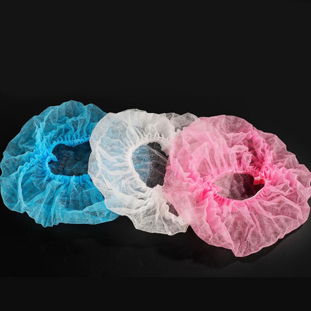 50pcs/pack Disposable Hair Caps Nets Shower Covers Tanning Catering Cap Pink