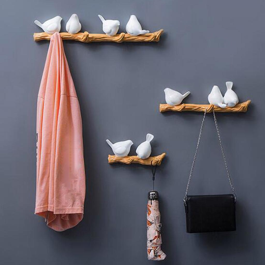 Resin Wall Mounted Hanging Hook Realistic Birds Shape Wall Decor 2 Yellow