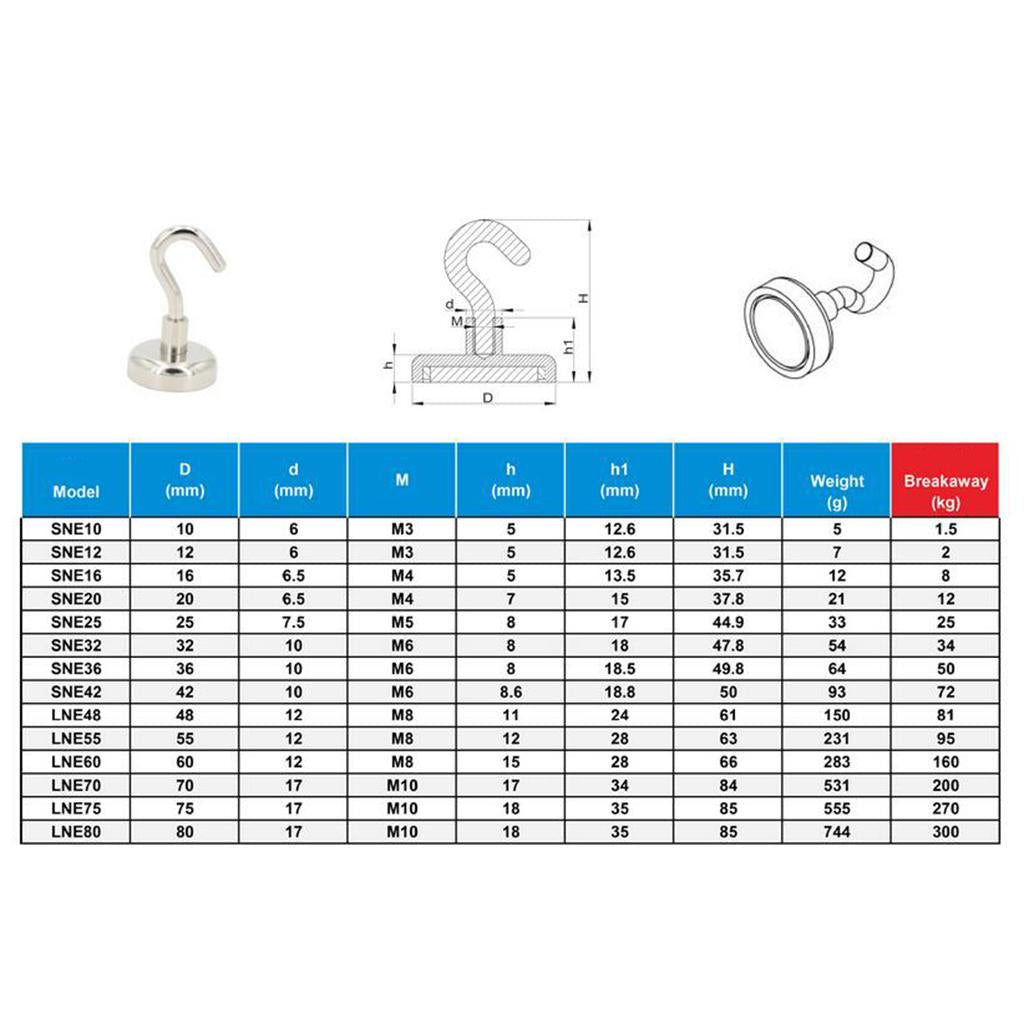 Heavy Duty Pull Force Magnets Hook Industrial Home Office Neodymium Magnets 12KG pull