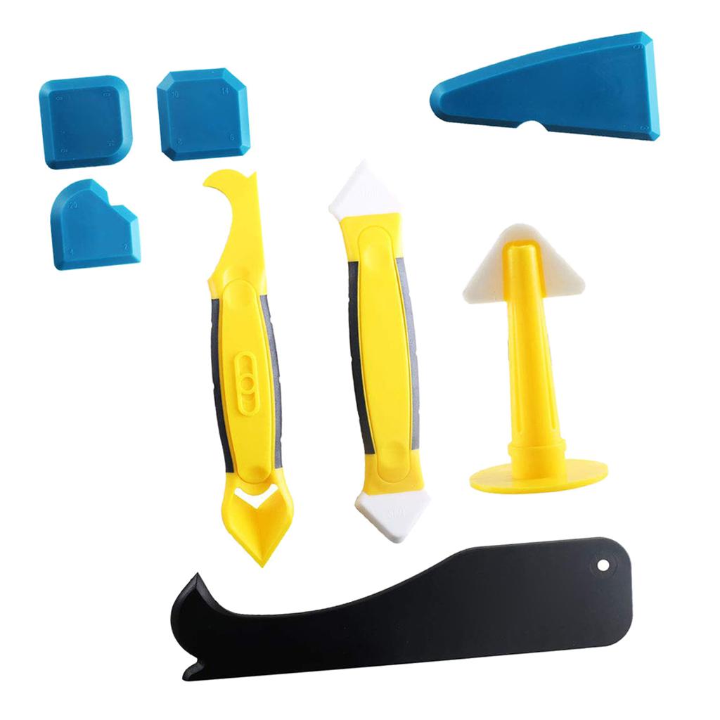 Silicone Sealant Spreader Finishing Tool Kit + Caulk Remover and Nozzle 8pcs