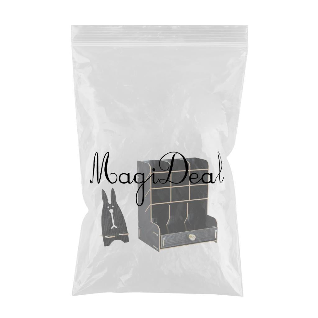 Office Desk Drawer Organizer Wooden Pen Holder Stationary Rack Black