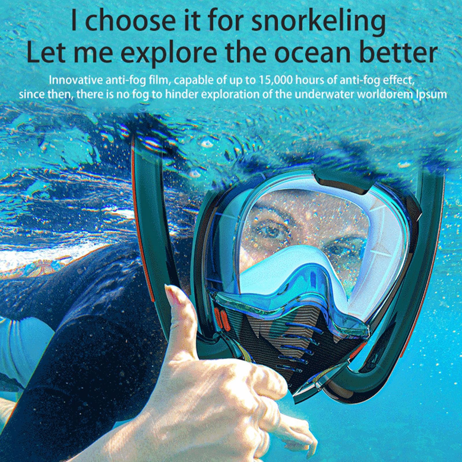 Snorkel Mask Full Face Snorkeling Diving Mask with 180 Panoramic Black S
