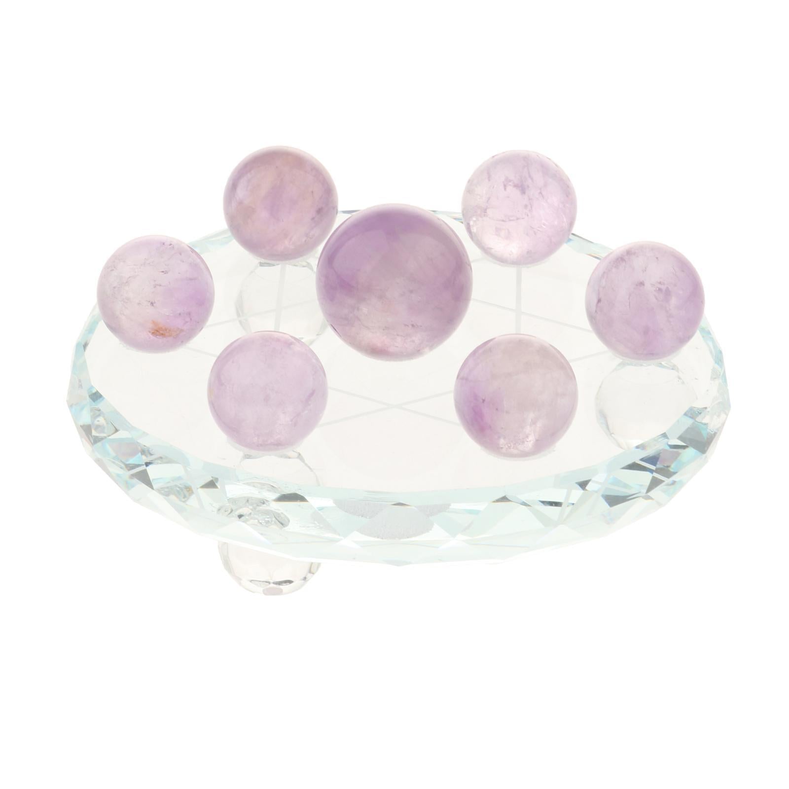 Natural Quartz Gemstone Sphere Crystal Reiki Ball Stones Set Amethyst