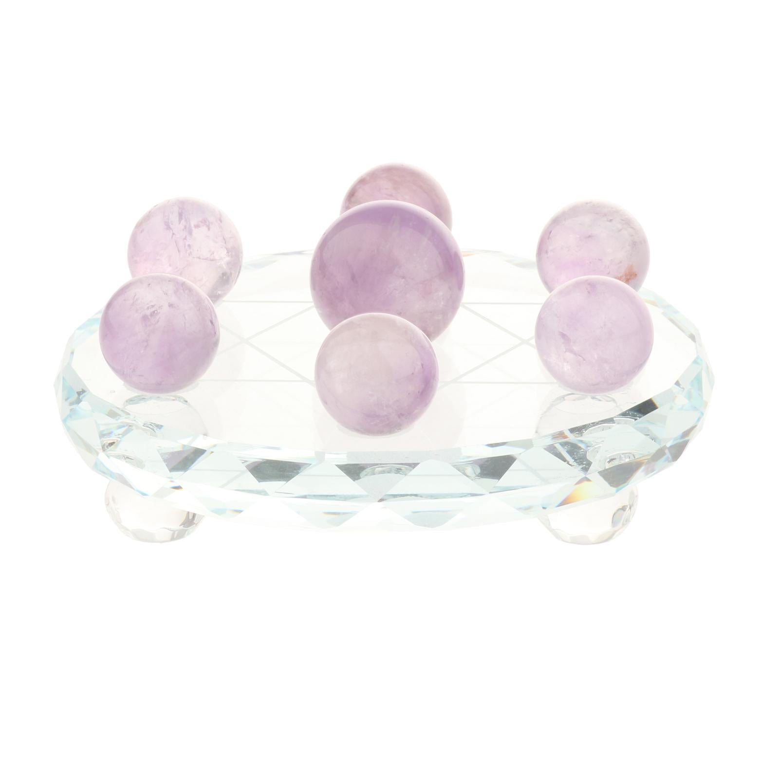 Natural Quartz Gemstone Sphere Crystal Reiki Ball Stones Set Amethyst