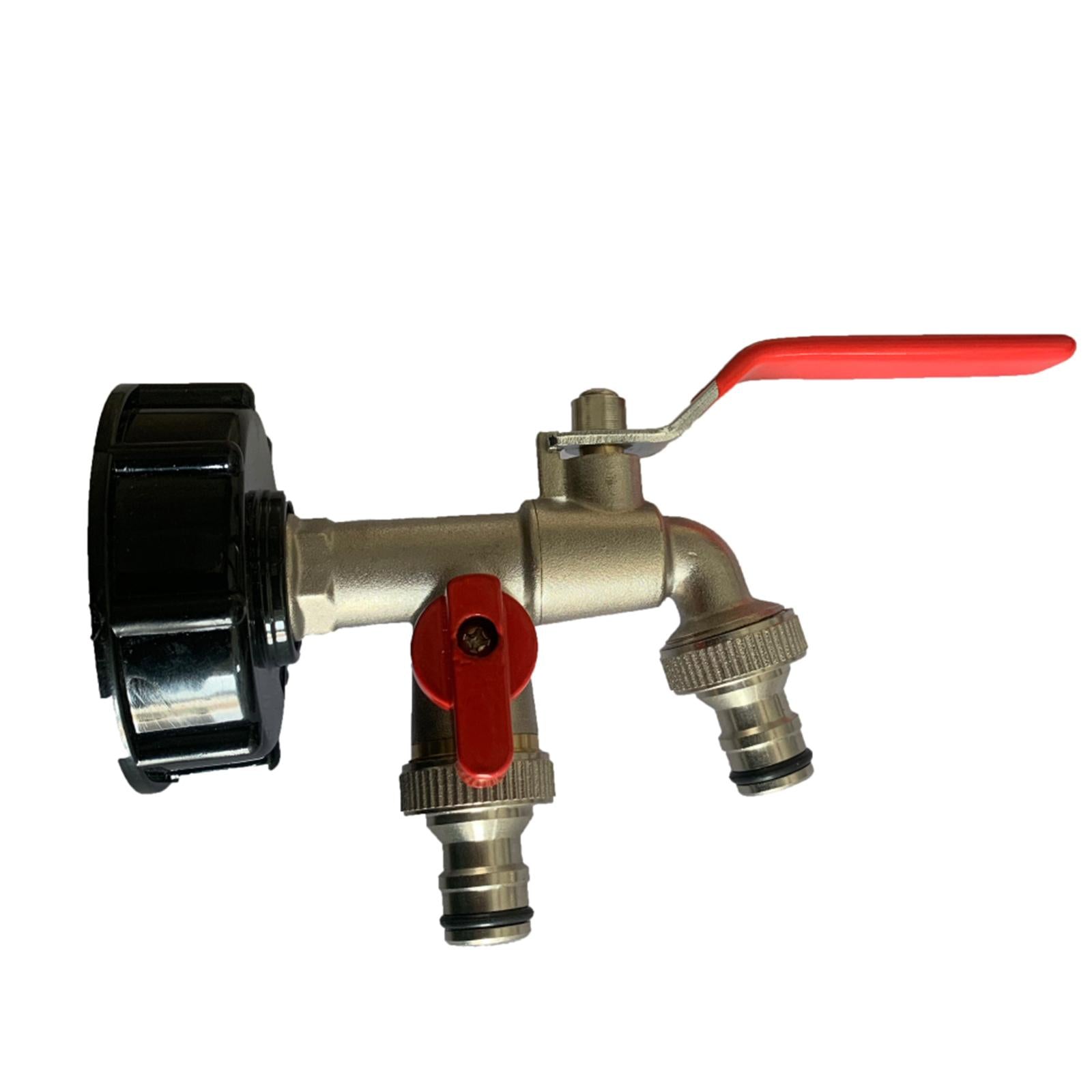 IBC Tank Adapter S60X6 Connector 1/2" Brass Valve Tap with Two Outlets