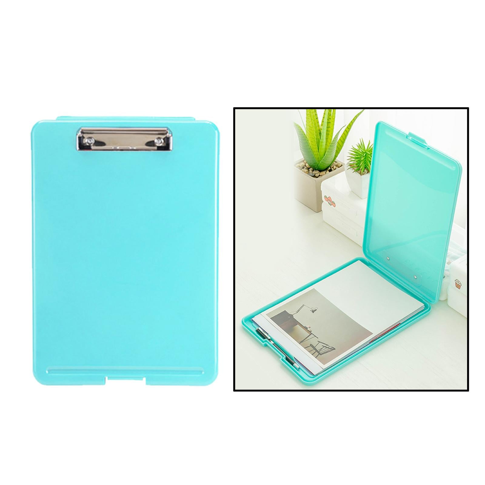Plastic A4 File Box Document Folder Writing Pad Box Organizer Supply Blue A