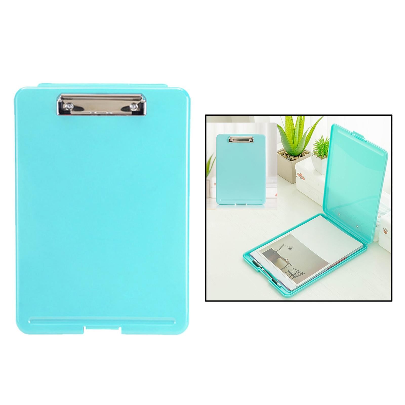 Plastic A4 File Box Document Folder Writing Pad Box Organizer Supply Blue A