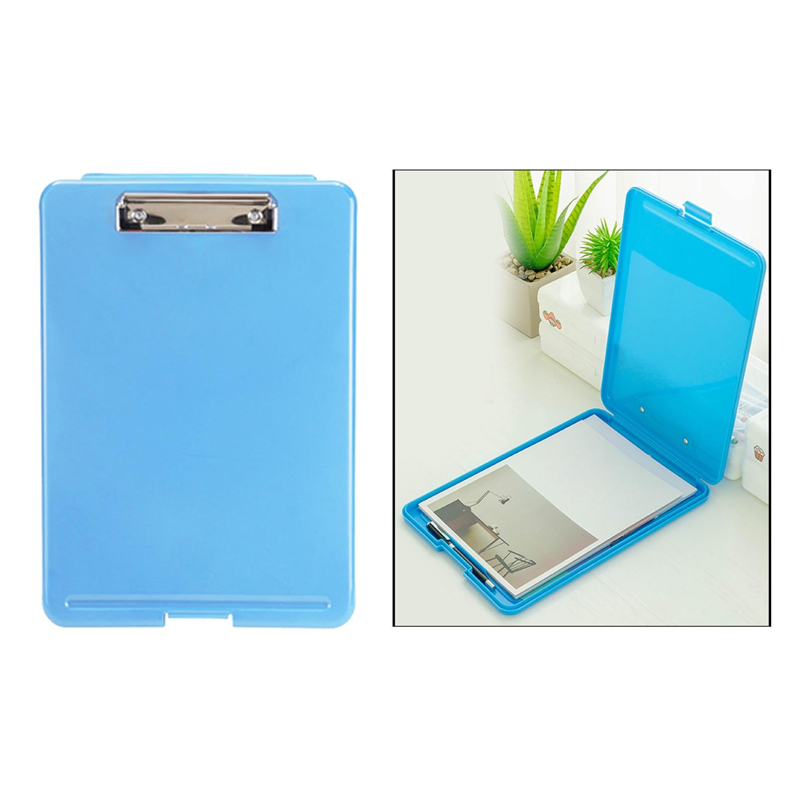Plastic A4 File Box Document Folder Writing Pad Box Organizer Supply Blue B