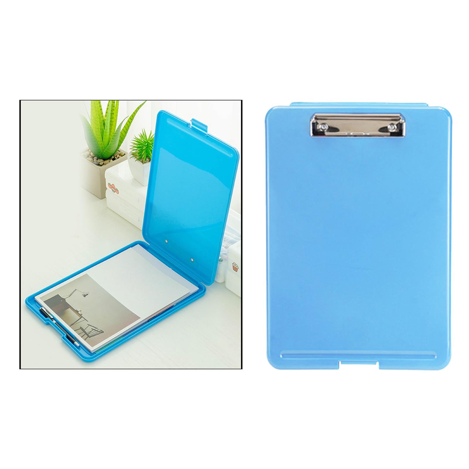 Plastic A4 File Box Document Folder Writing Pad Box Organizer Supply Blue B