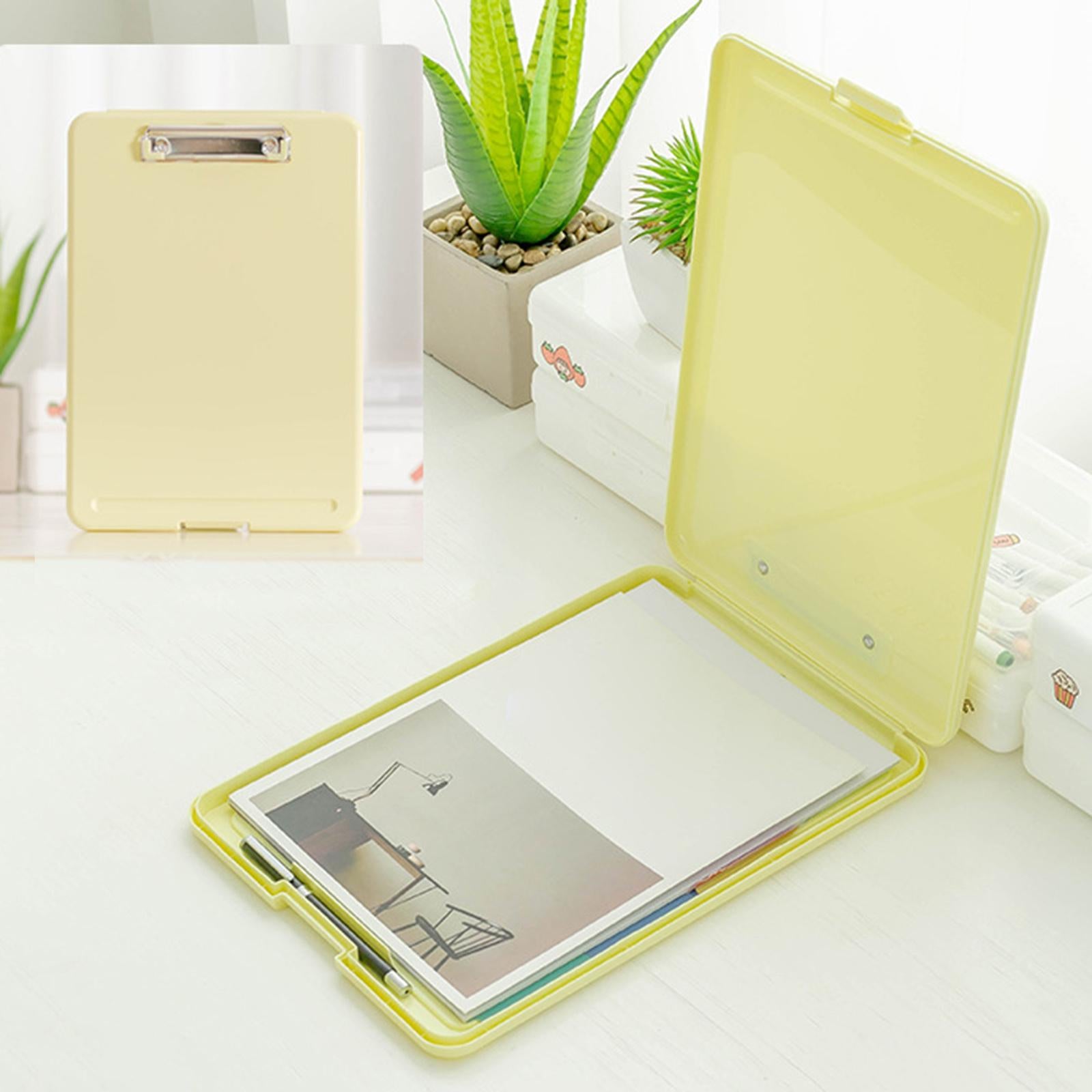Plastic A4 File Box Document Folder Writing Pad Box Organizer Supply Yellow