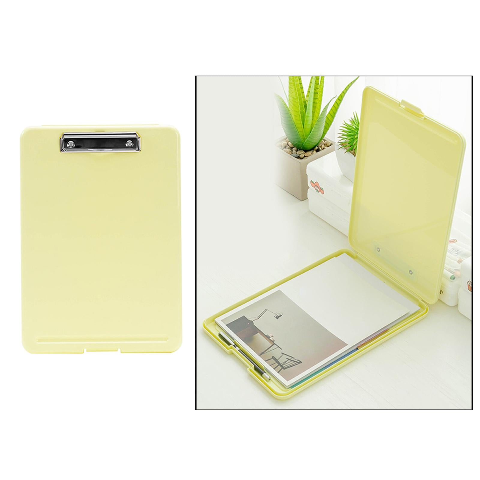 Plastic A4 File Box Document Folder Writing Pad Box Organizer Supply Yellow