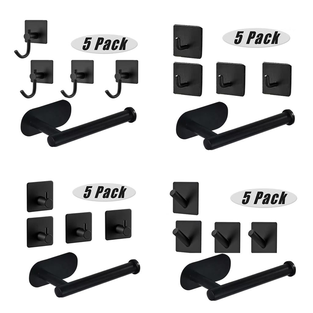 5 Pack Self Adhesive Paper Holder Stainless Steel Towel Hook Robe Hook