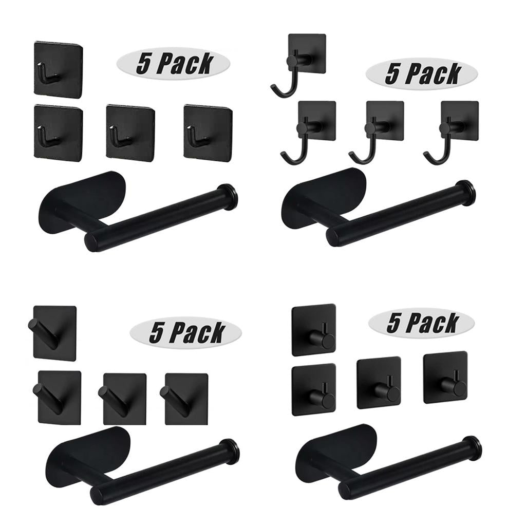 5 Pack Self Adhesive Paper Holder Stainless Steel Towel Hook Robe Hook