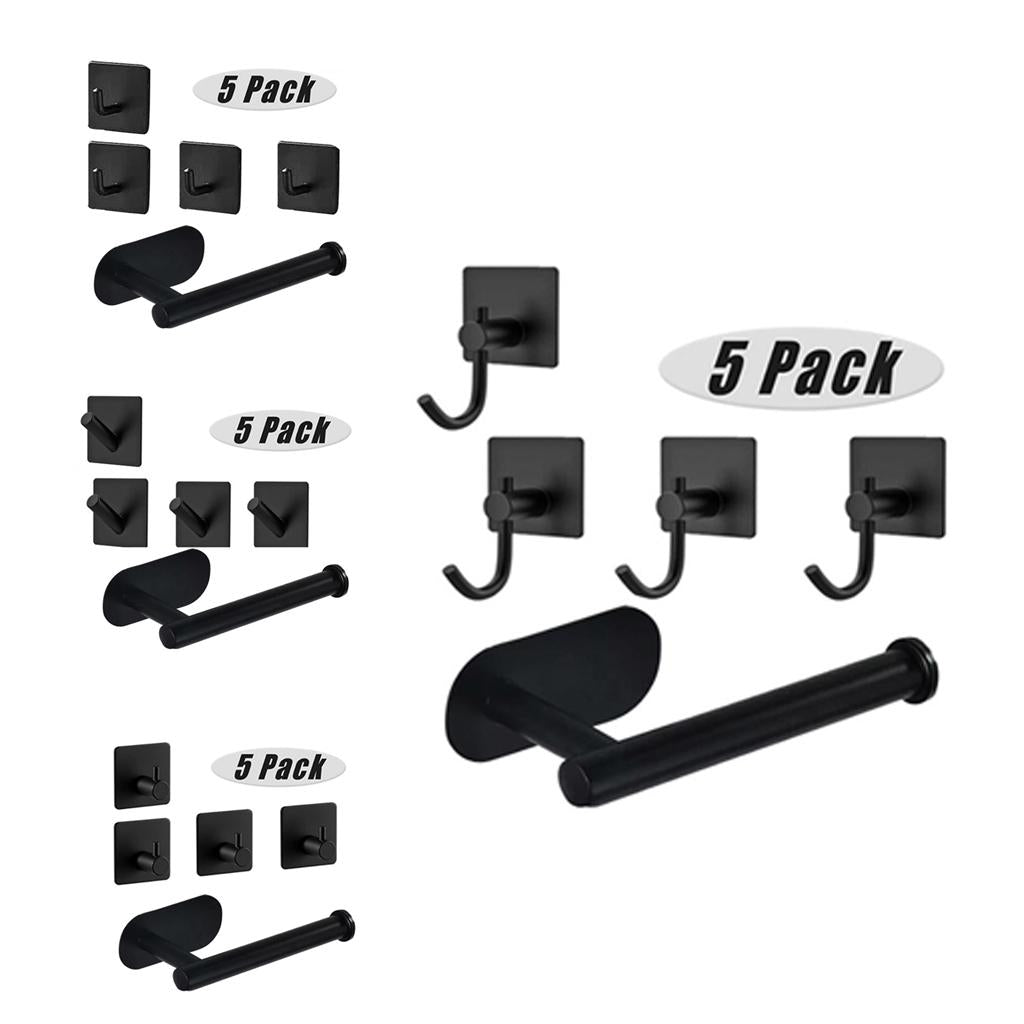 5 Pack Self Adhesive Paper Holder Stainless Steel Towel Hook Robe Hook