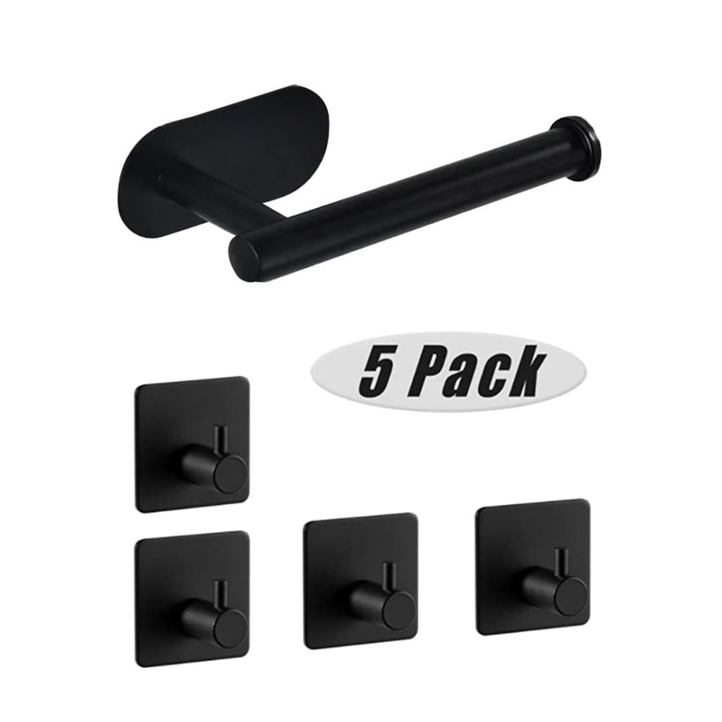 5 Pack Self Adhesive Paper Holder Stainless Steel Towel Hook Robe Hook