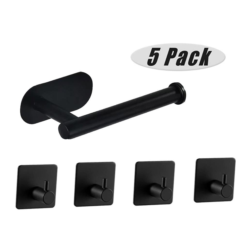 5 Pack Self Adhesive Paper Holder Stainless Steel Towel Hook Robe Hook