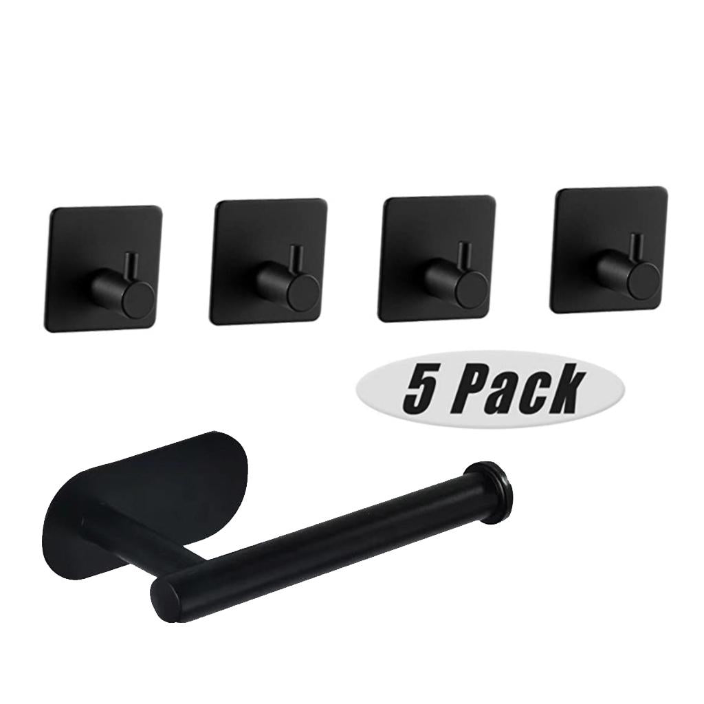 5 Pack Self Adhesive Paper Holder Stainless Steel Towel Hook Robe Hook
