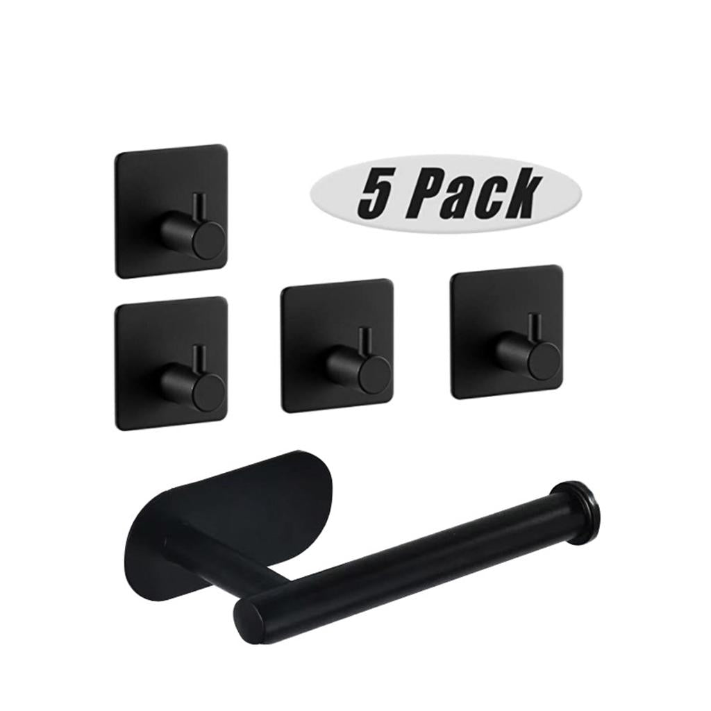 5 Pack Self Adhesive Paper Holder Stainless Steel Towel Hook Robe Hook