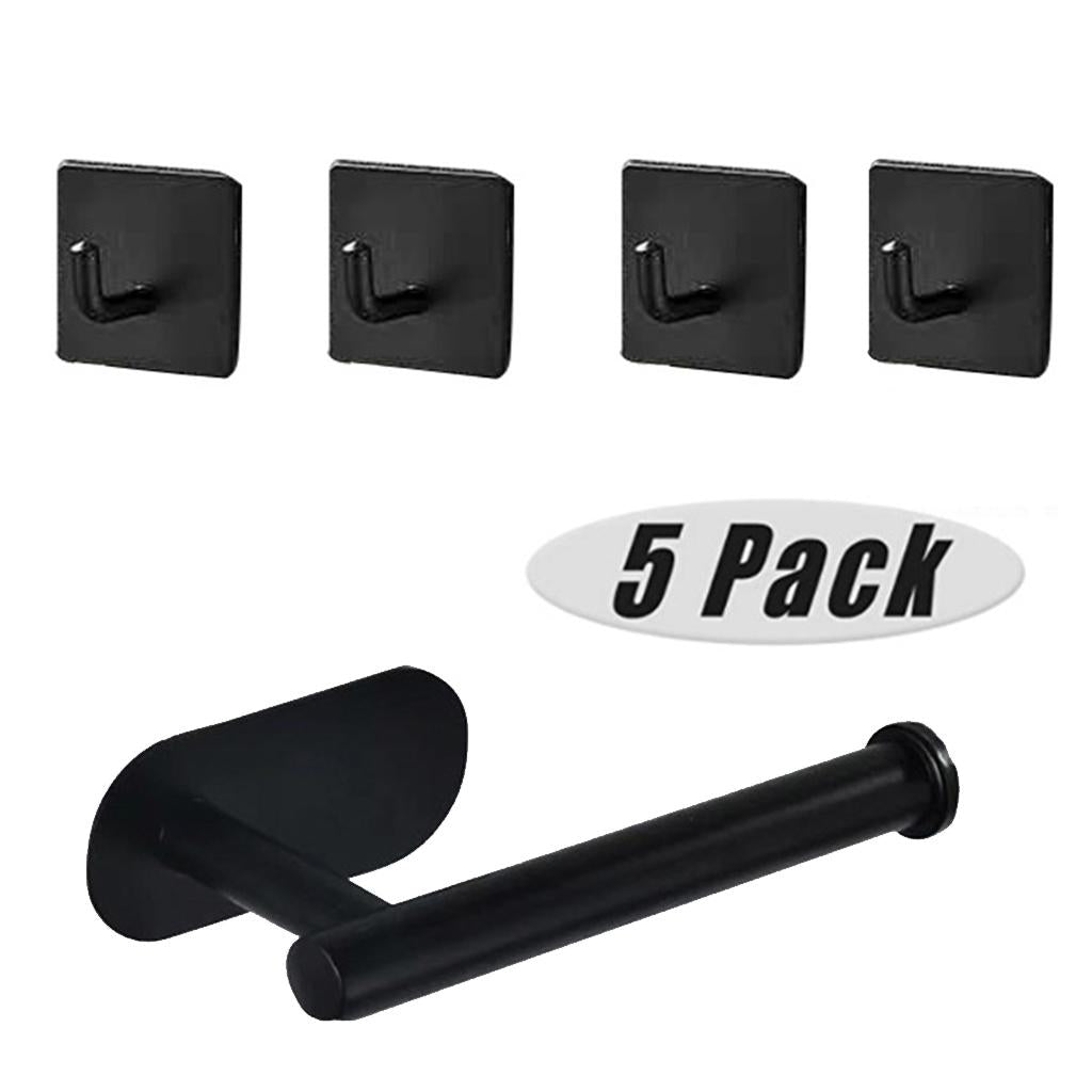 5 Pack Self Adhesive Paper Holder Stainless Steel Towel Hook 7 Shape Hook