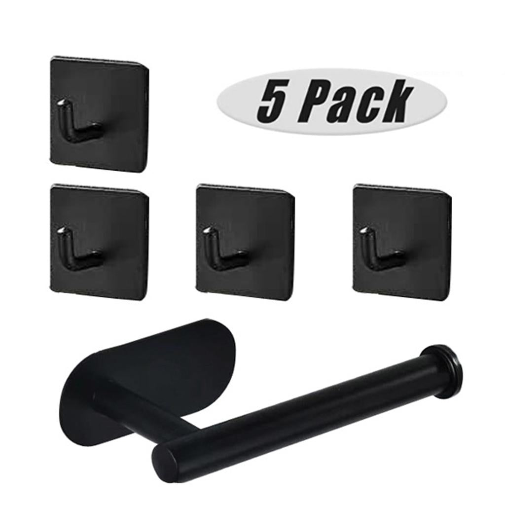 5 Pack Self Adhesive Paper Holder Stainless Steel Towel Hook 7 Shape Hook