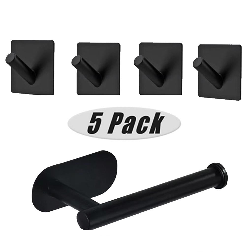 5 Pack Self Adhesive Paper Holder Stainless Steel Towel Hook Oblique Hook