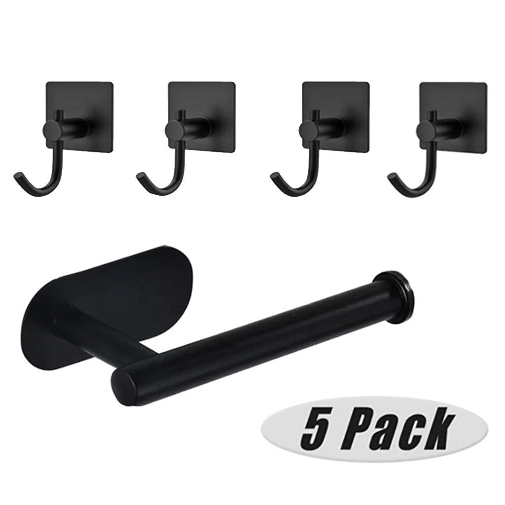 5 Pack Self Adhesive Paper Holder Stainless Steel Towel Hook J Shape Hook