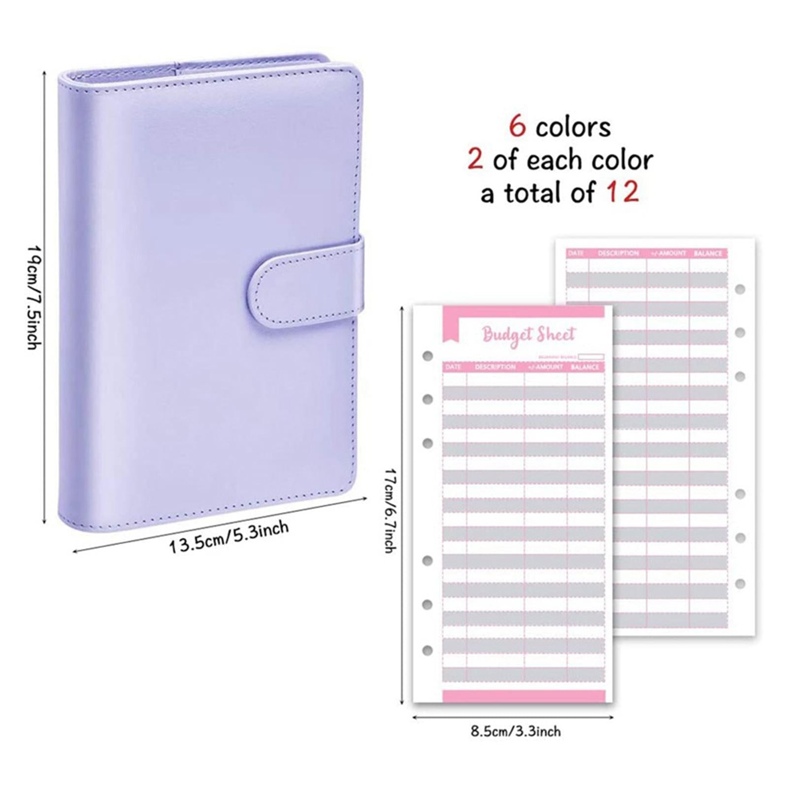 PU Leather Notebook Binder Clear Binder Pockets Budget Envelope Purple