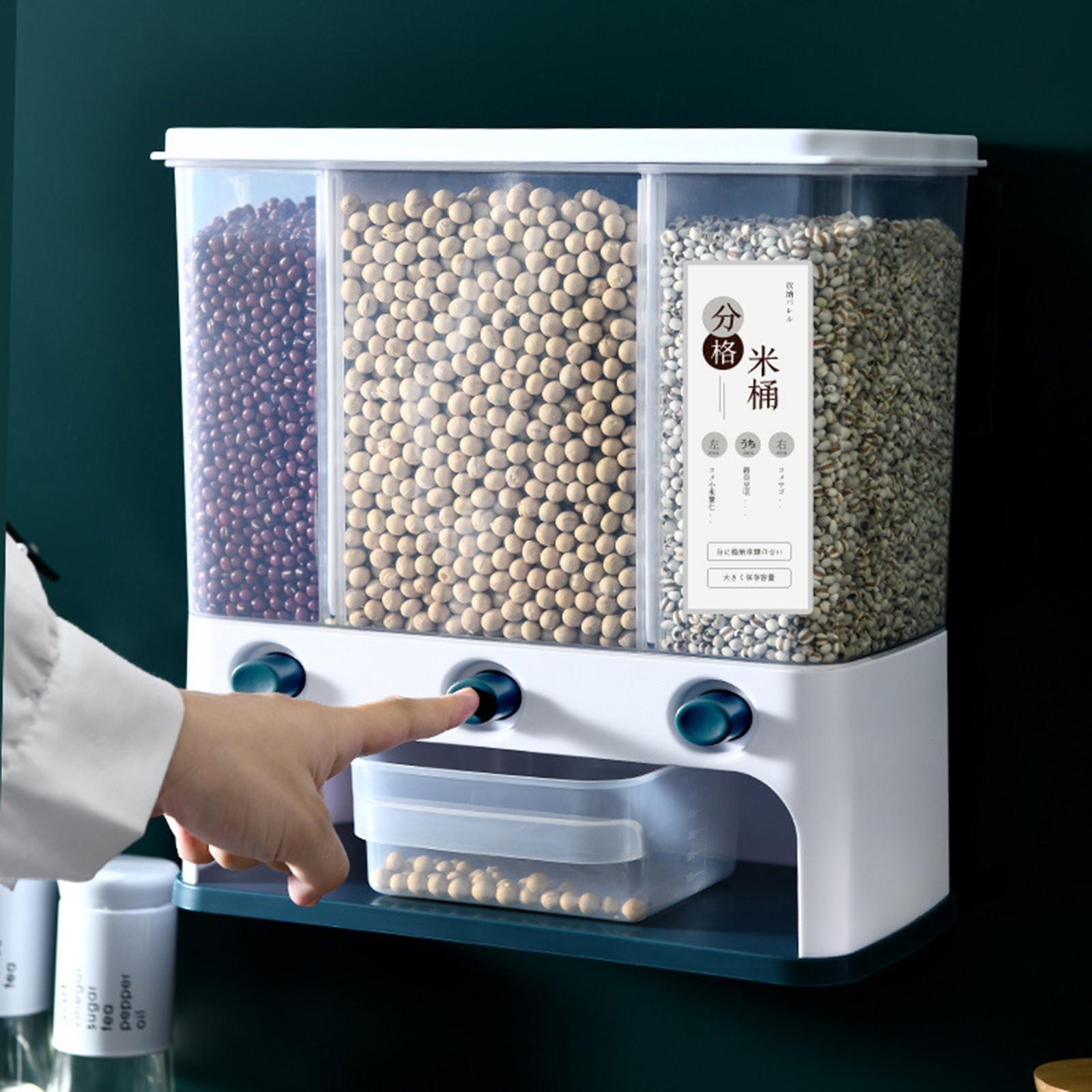 11 lbs Rice Dispenser Box Household Kitchen Organization for Household gray