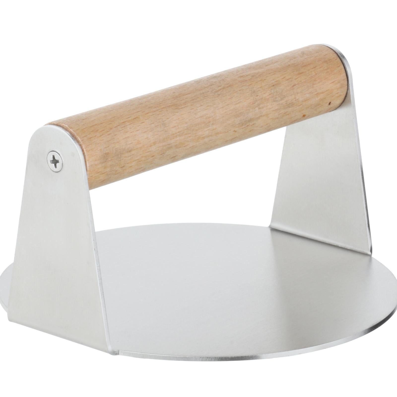 Burger Press Wooden Handle Bacon Rustproof Easy to Clean Accessories Home Round