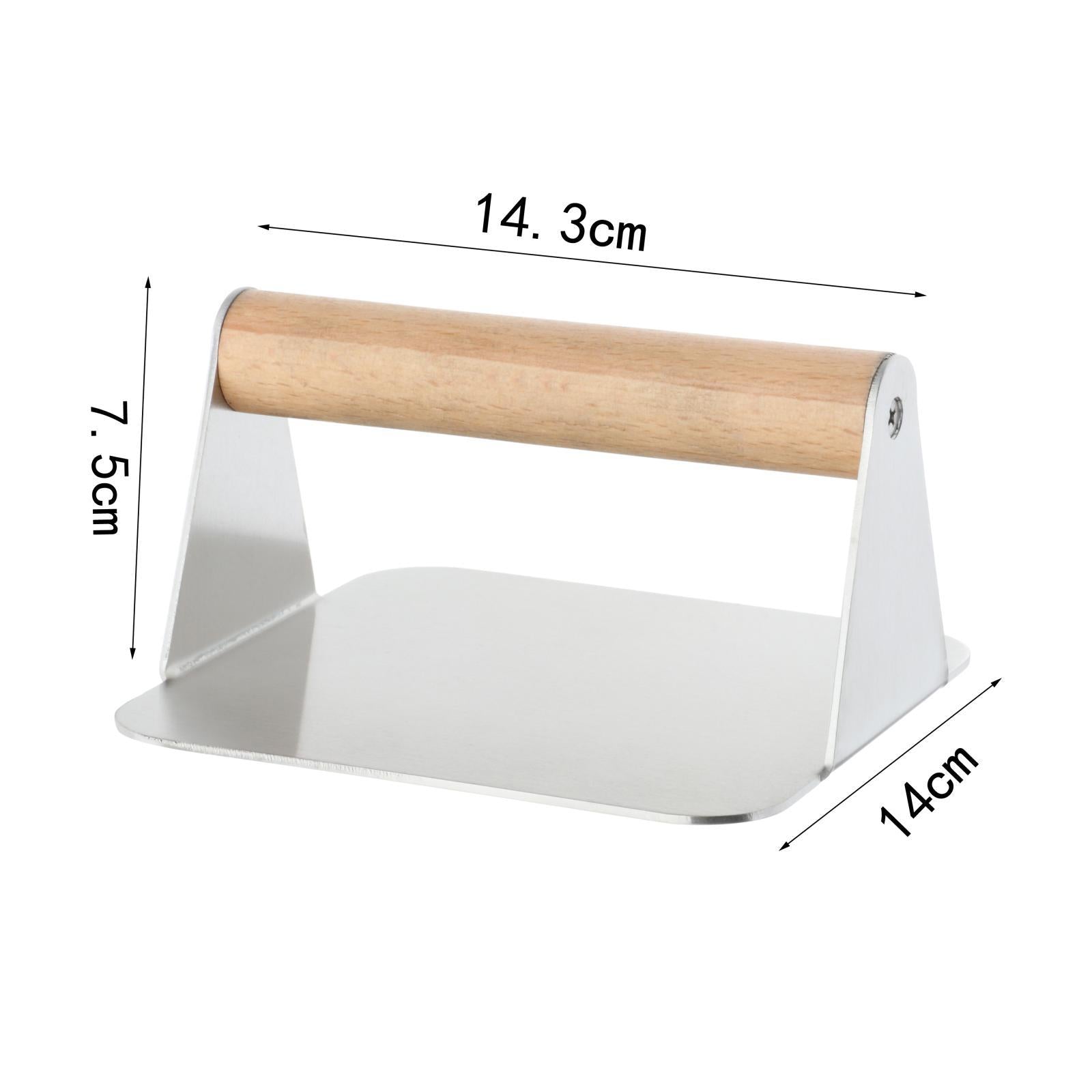 Burger Press Wooden Handle Bacon Rustproof Easy to Clean Accessories Home Square