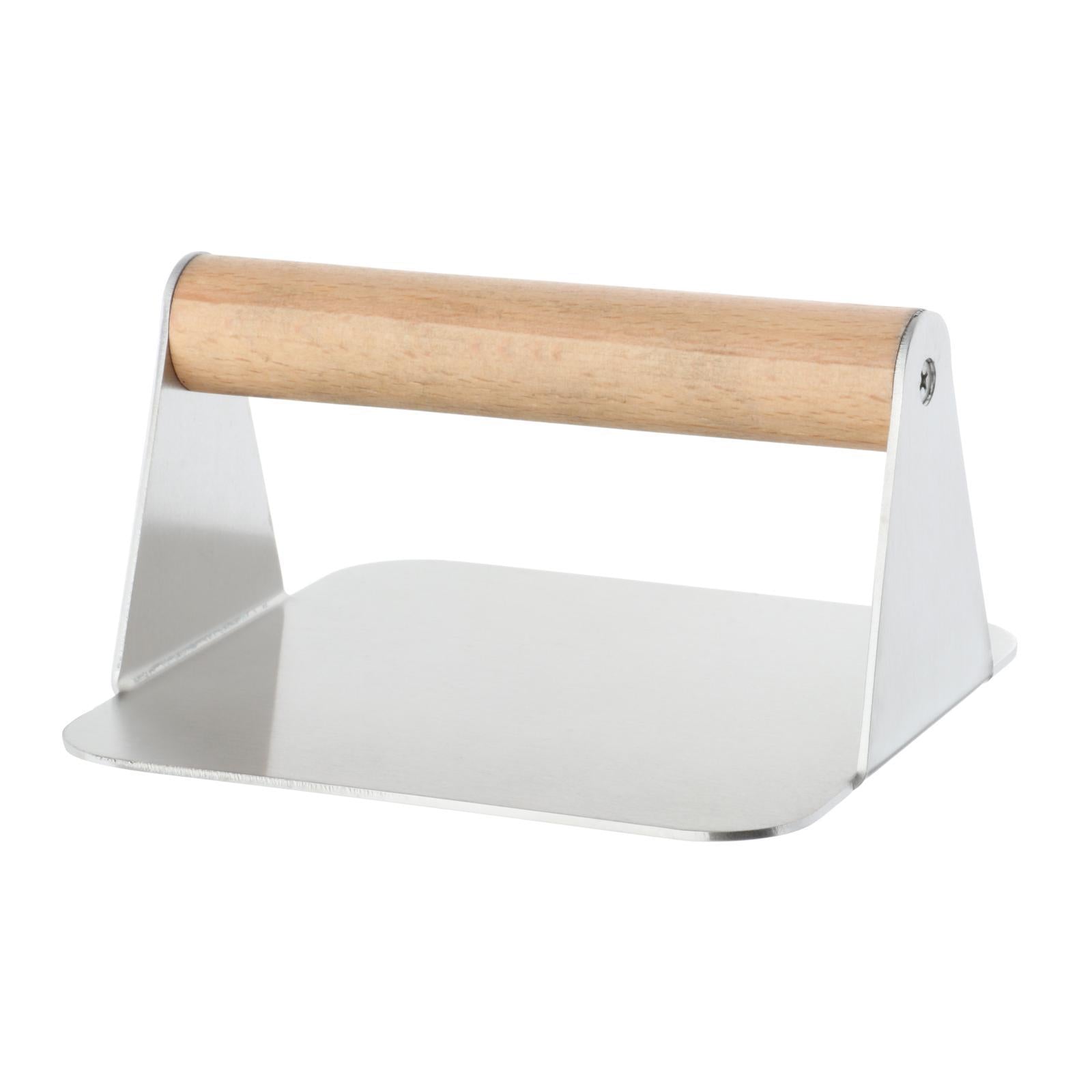 Burger Press Wooden Handle Bacon Rustproof Easy to Clean Accessories Home Square