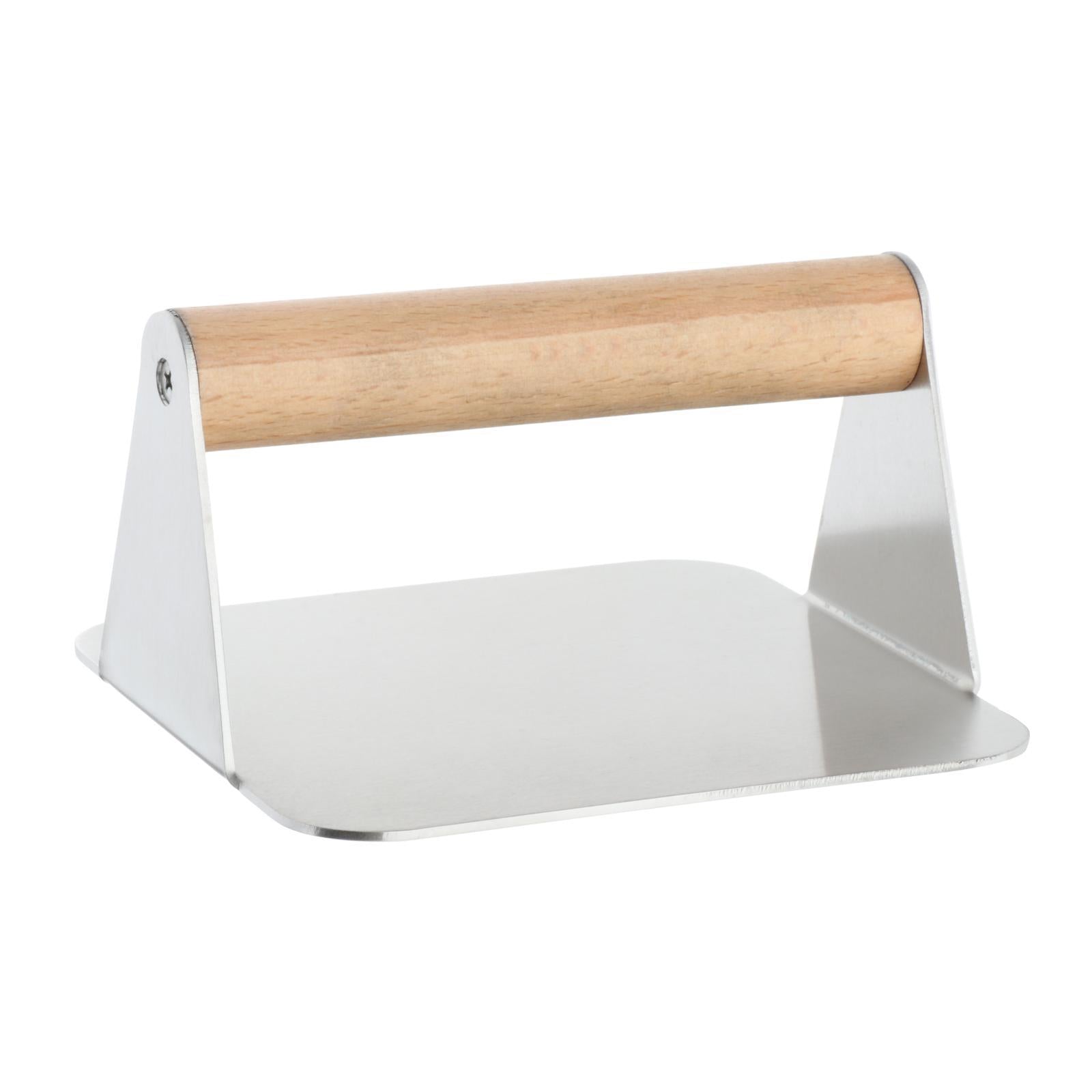 Burger Press Wooden Handle Bacon Rustproof Easy to Clean Accessories Home Square