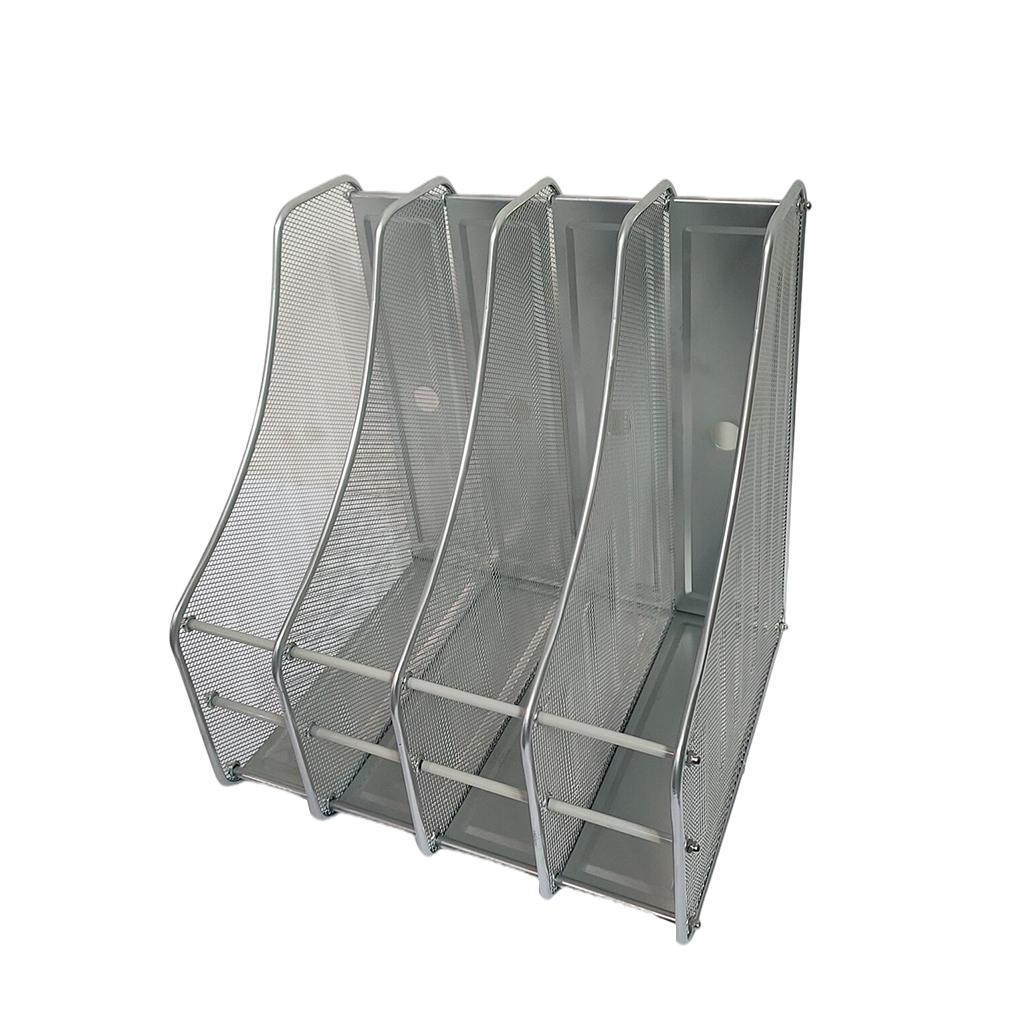Magazine file Holder Collapsible Wrought Iron for Rack Office Data Storage silver