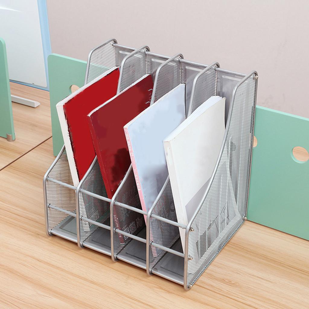 Magazine file Holder Collapsible Wrought Iron for Rack Office Data Storage silver