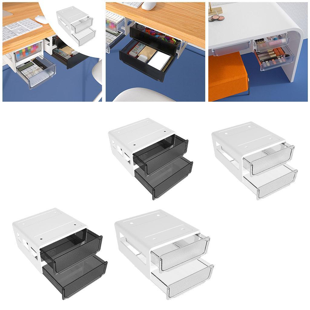 Self Stick Table Storage Box Hidden Storage Box for Sundries Closet Office White S