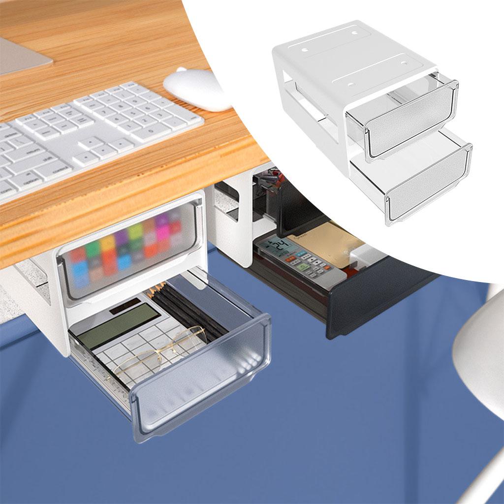 Self Stick Table Storage Box Hidden Storage Box for Sundries Closet Office White L