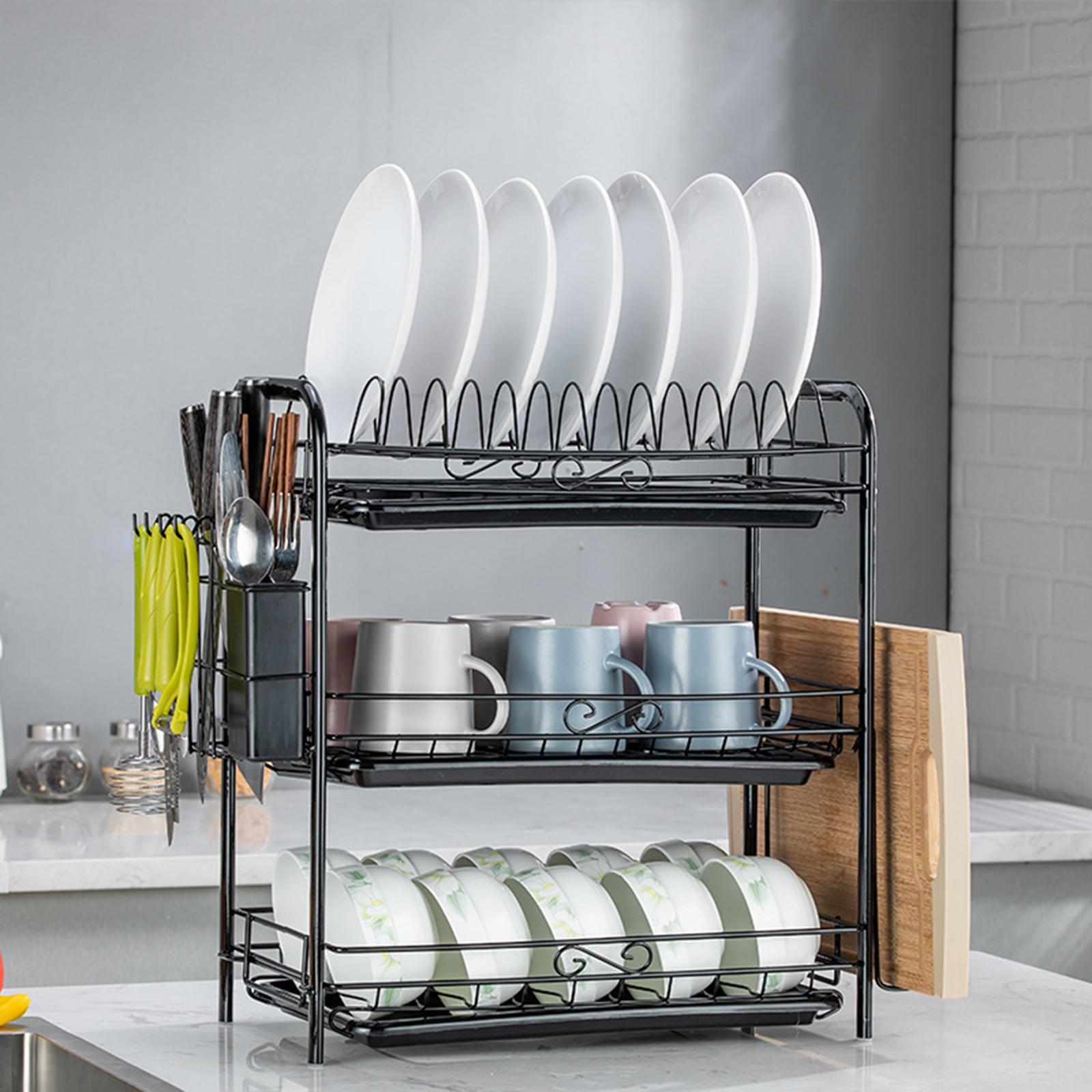 Multi-Functional Dish Drying Rack Tableware Organizer Kitchen Supplies 3 Tier