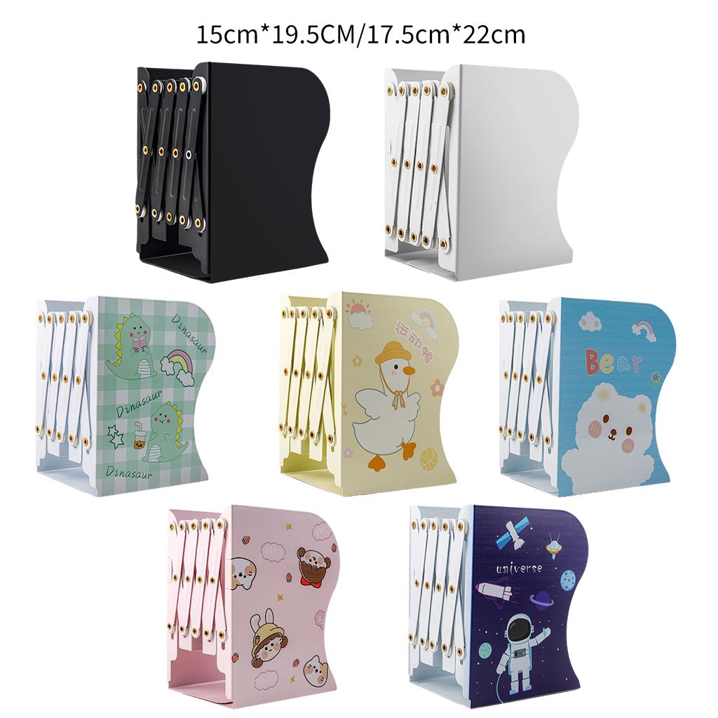 Retractable Bookend Desktop Book Holder Organizer Stand for Office L Pink