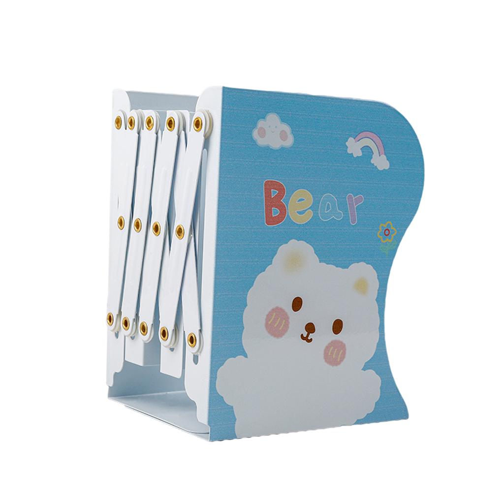 Retractable Bookend Desktop Book Holder Organizer Stand for Office XL Blue