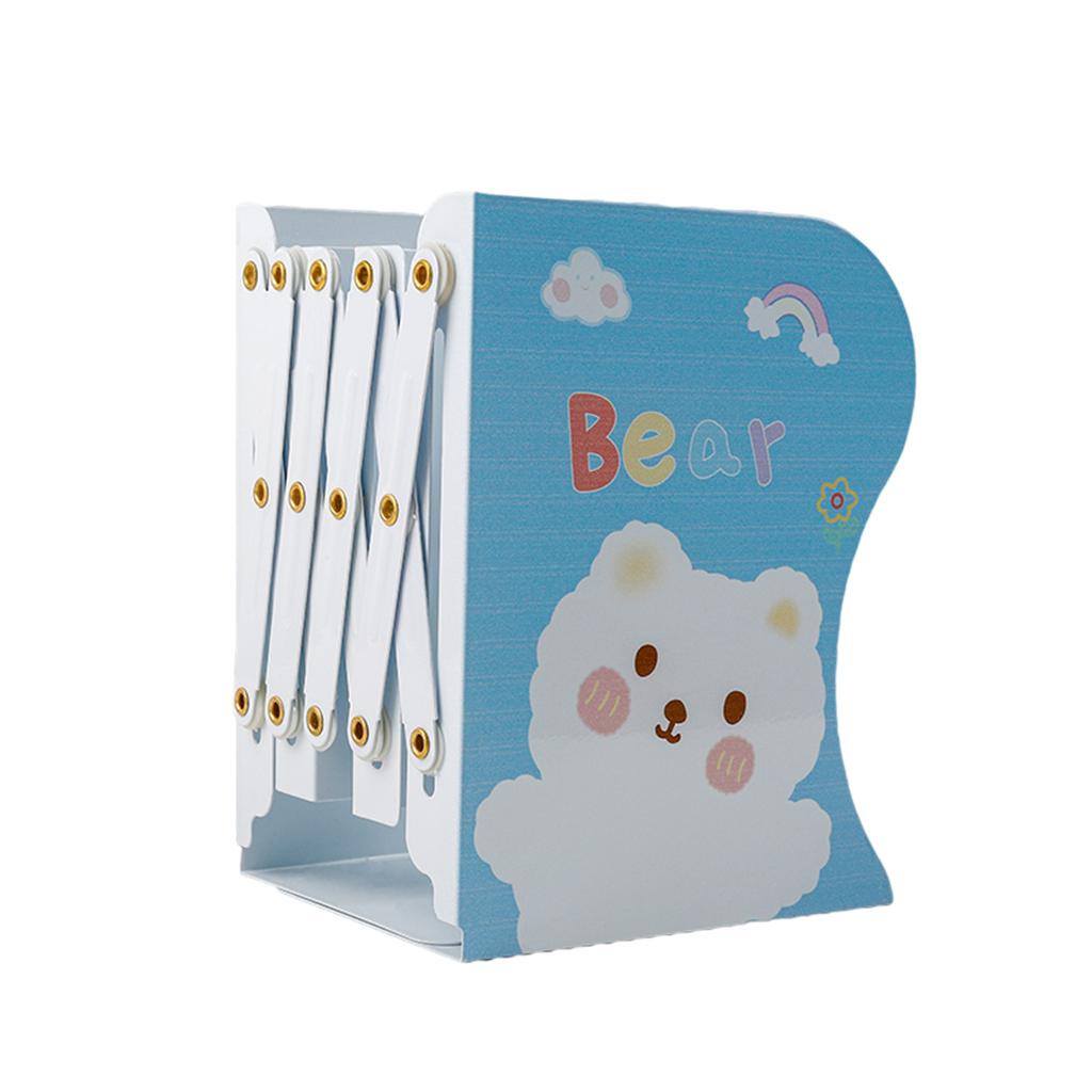 Retractable Bookend Desktop Book Holder Organizer Stand for Office XL Blue