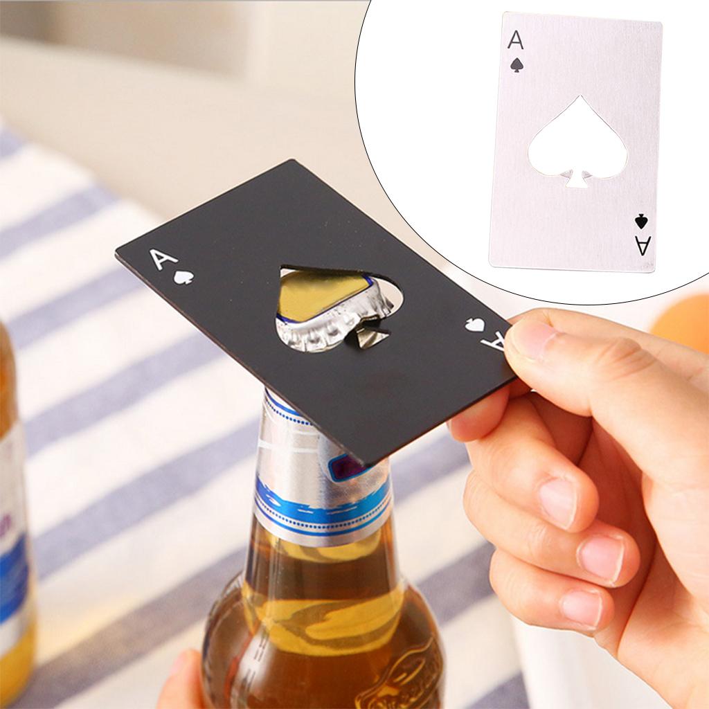 4xMultifunction Credit Card Size Bottle Openers Sturdy Ace Poker Opener Silver