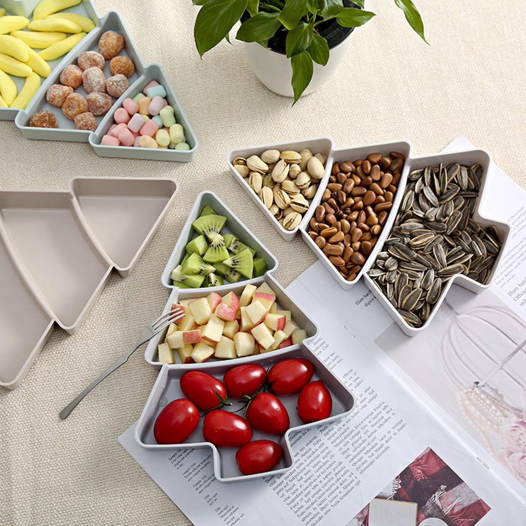 3 Grids Snacks Platter Serving Tray Snacks Appetizers Nut Storage Tray Pink
