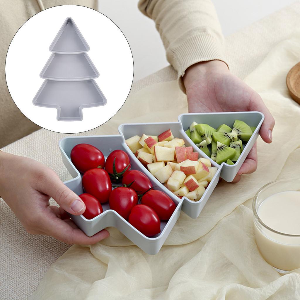 3 Grids Snacks Platter Serving Tray Snacks Appetizers Nut Storage Tray Gray